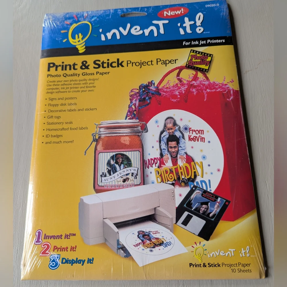 Sealed NOS Invent It Print & Stick Project Paper For Inkjet Printers